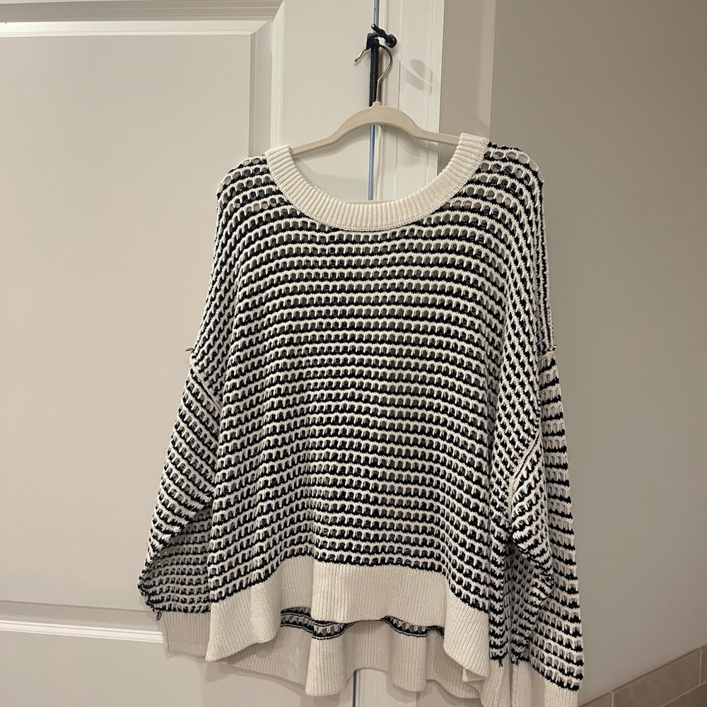 Black and White Striped Women's Sweater